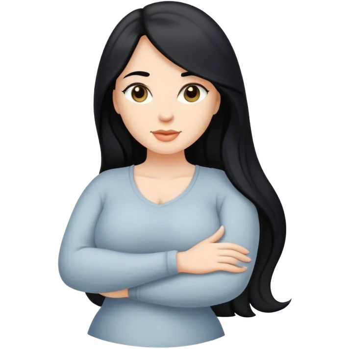 caucasian Beautiful Buxom black long hair back booty sfw emoji