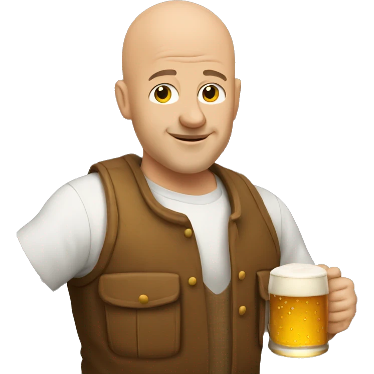 bald guy with beer emoji
