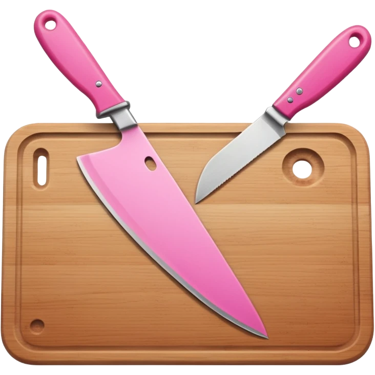 a cutting board with pink knife emoji