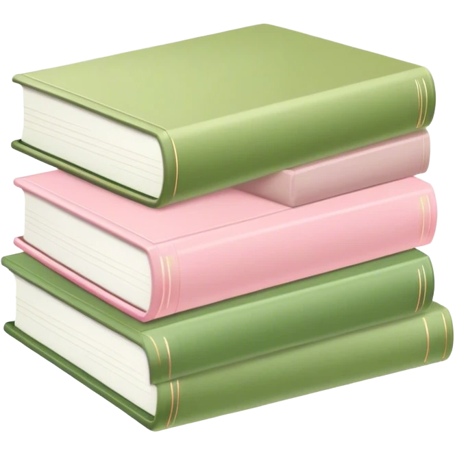Pastel pink and matcha colored books emoji