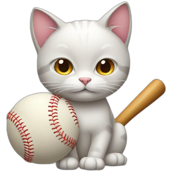 cat with a baseball emoji
