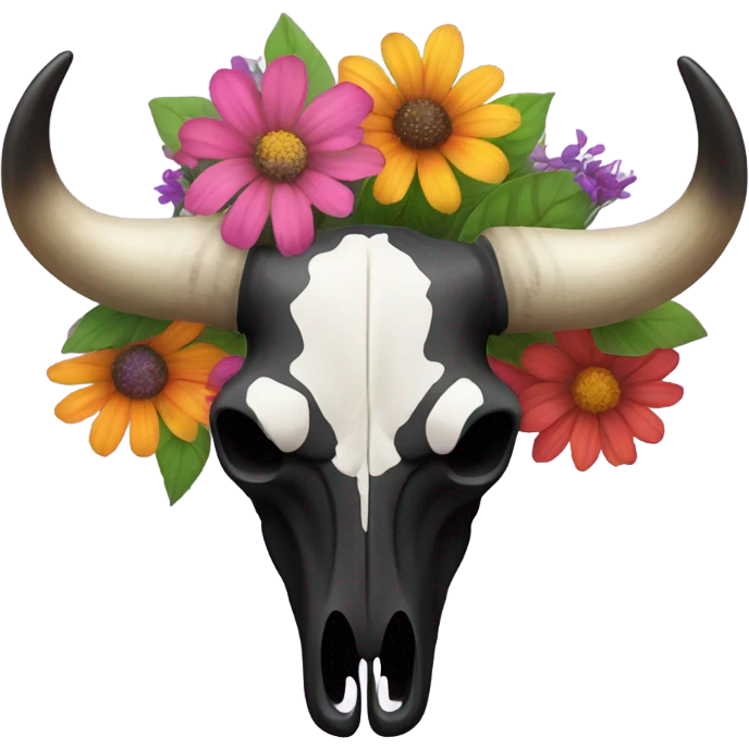 BlackBull skull with flowers  emoji