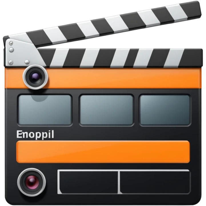 orange striped clapperboard with a film camera next to it emoji