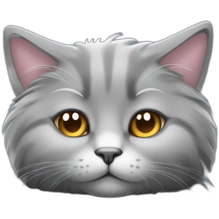 A fluffy gray cat curled up in the center of the bed The cat's eyes are closed and it is sleeping peacefully The cat's fur is soft and luxurious emoji