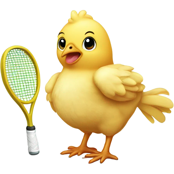 Sweet baby chicken with tennis racquet emoji