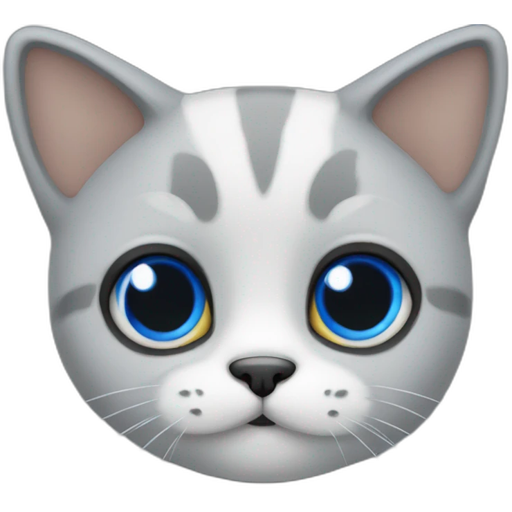 Un gato gris con ojos azules emoji