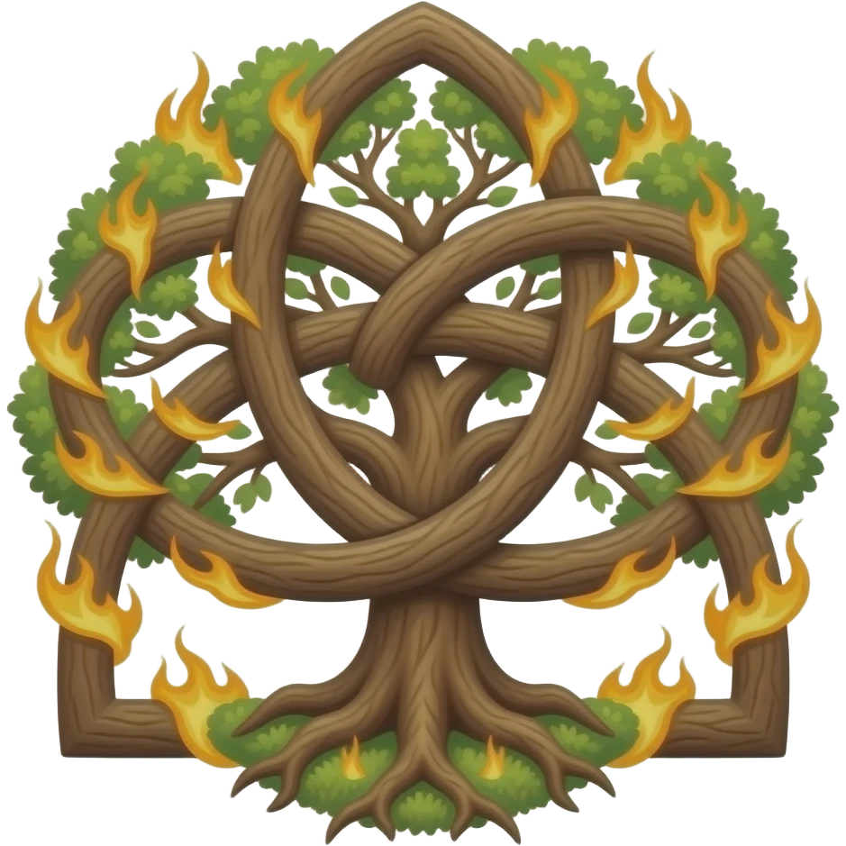 celtic trinity knot with tree of life and fire emoji