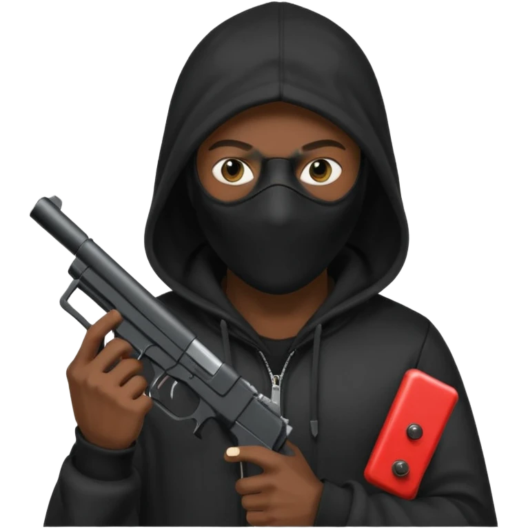 Hoodlum burglar madk and gun with switch and extended clip emoji