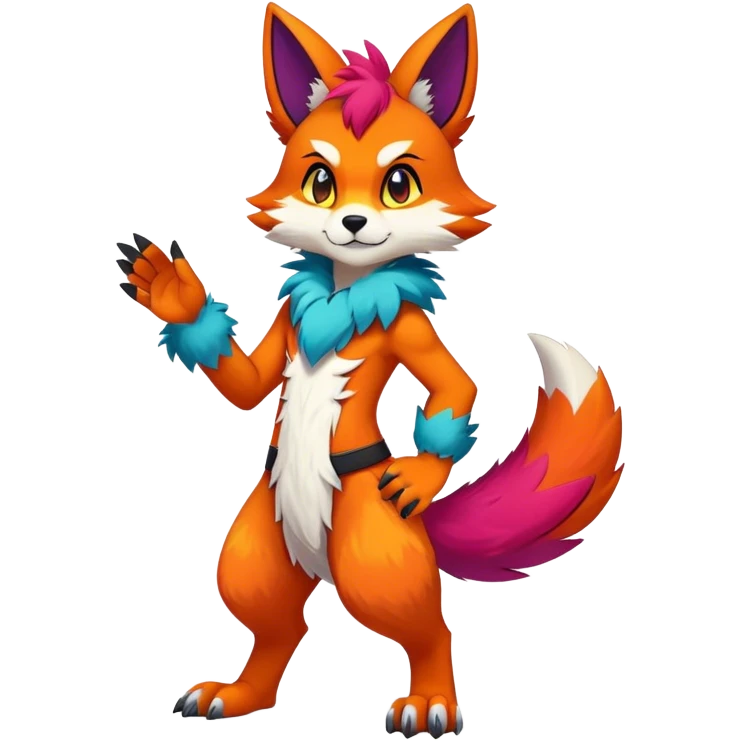 Edgy colorful anthro fursona Fakemon emoji
