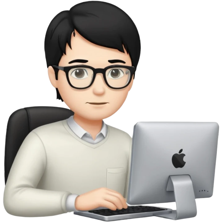A WHITE MAN, WHIT BLACK HAIR, WITH A PC  emoji