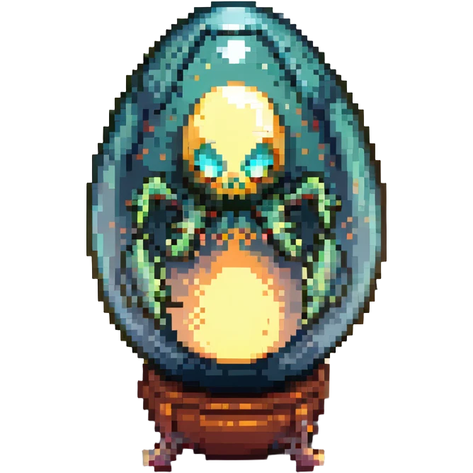 cranial, eye, MRI, SCAN, egg, embryonic, inside of glass egg, alien, eerie, otherworldly, crystal egg, tiny embryo. fetoid shape emoji