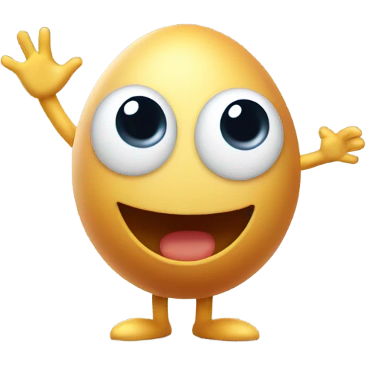 Little egg man with his hands in the air going wild emoji