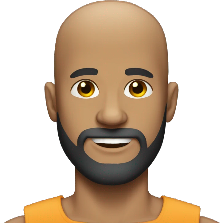 bald man with beard, lots of muscle emoji