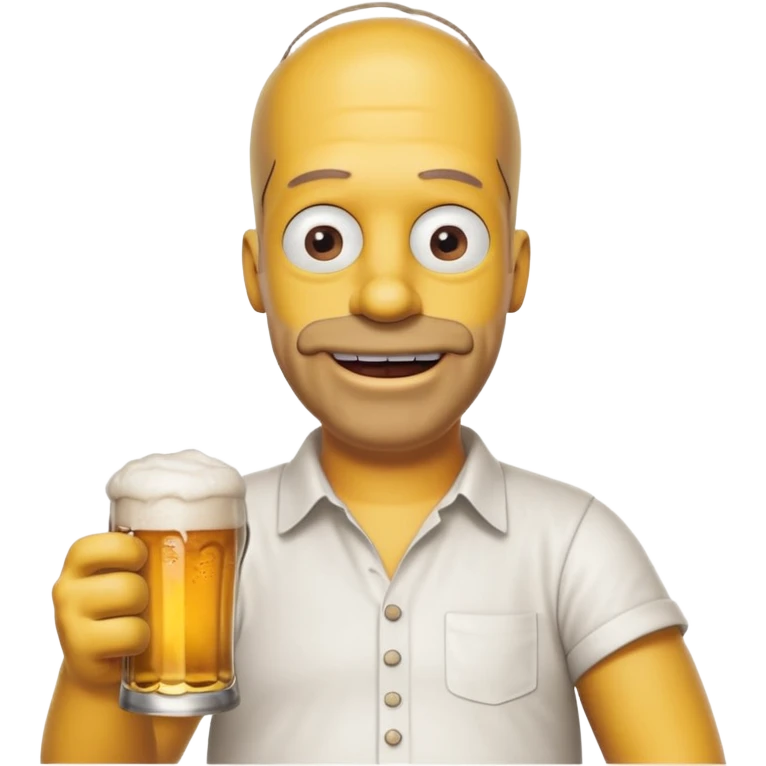 homer simpson smiling with a beer wearing white shirt emoji