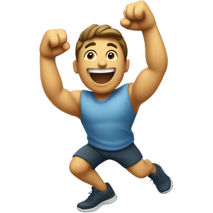 man pumping his fist in the air (moving it towards his lower body area) celebrating a victory. super enthusiastic  emoji