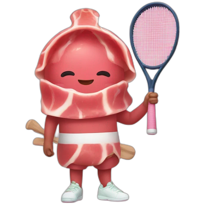 Kawaii jamon with tennis racket emoji