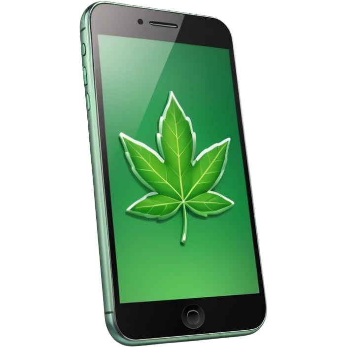 smartphone with a leaf symbol on the screen emoji