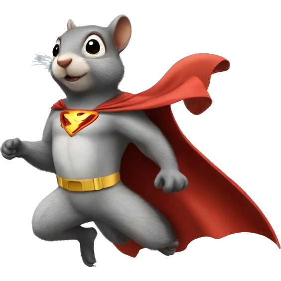 Squirrel as a superhero wearing a cape flying like Mighty Mouse  emoji