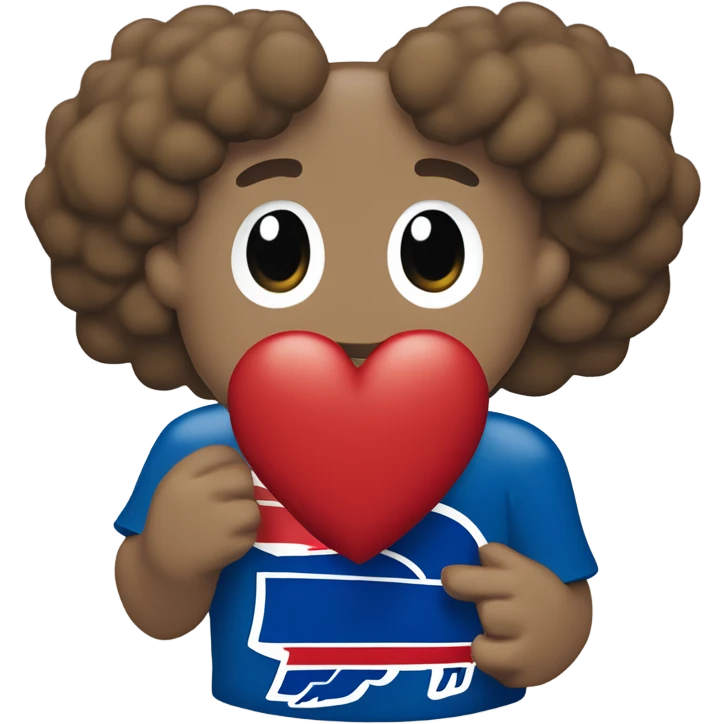 One solid Heart emoji with nothing outside of it with the blue border outside heart, red heart inside, smaller white heart inside of that, with the nfl Buffalo bills in the middle  emoji