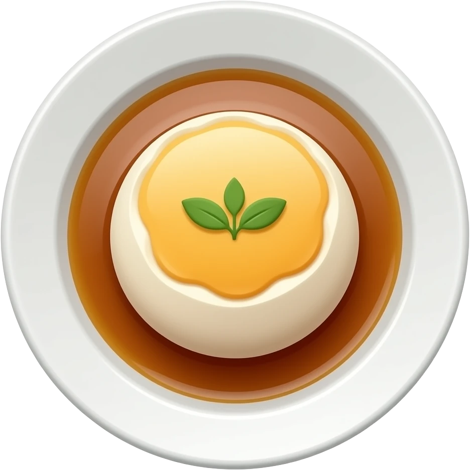 savory poached quenelle oval shaped in sauce emoji