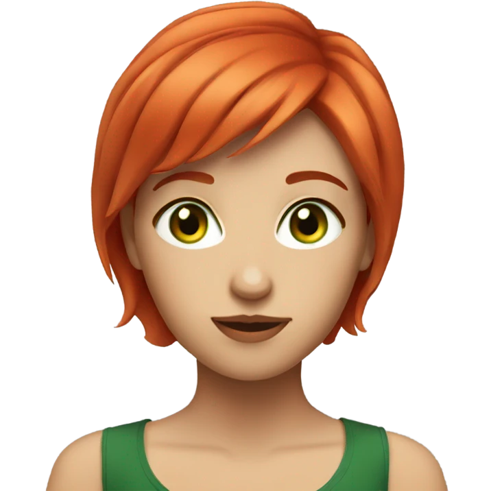 full face red short hair girl green eyes emoji