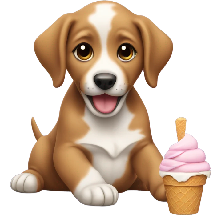 A puppy eating ice cream emoji