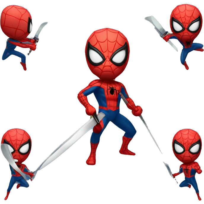 Spider-man with a sword in a slicing pose emoji