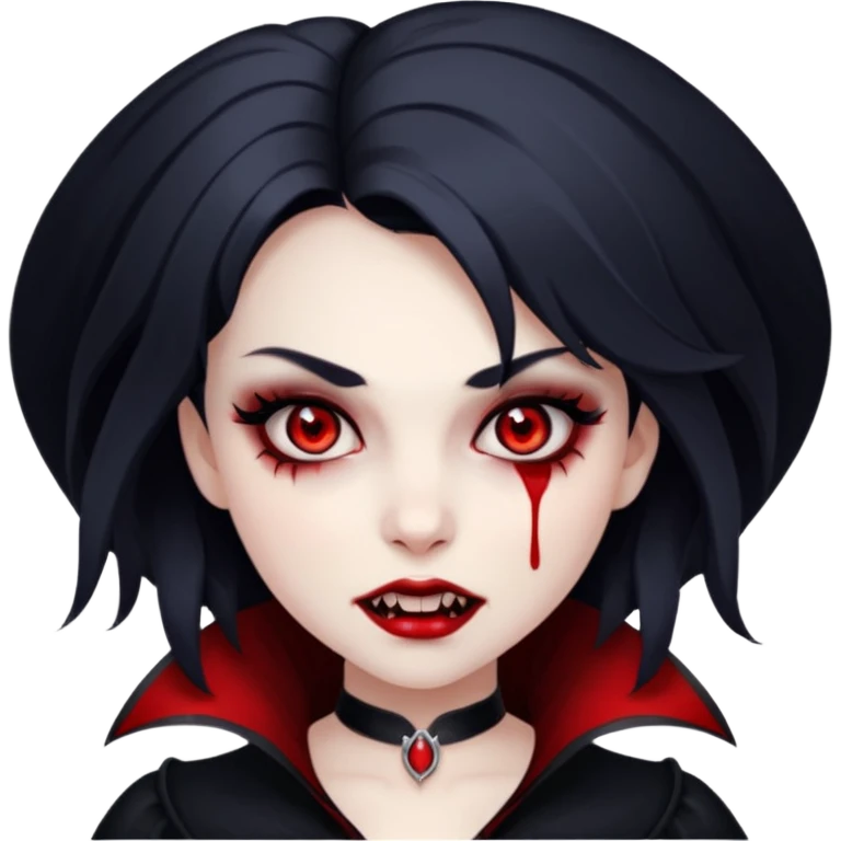 pretty vampire girl with red eyes fangs blood pretty smoky eye makeup  emoji