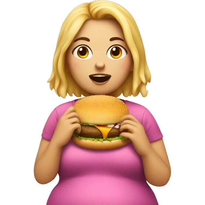 Fat girl eating burger emoji