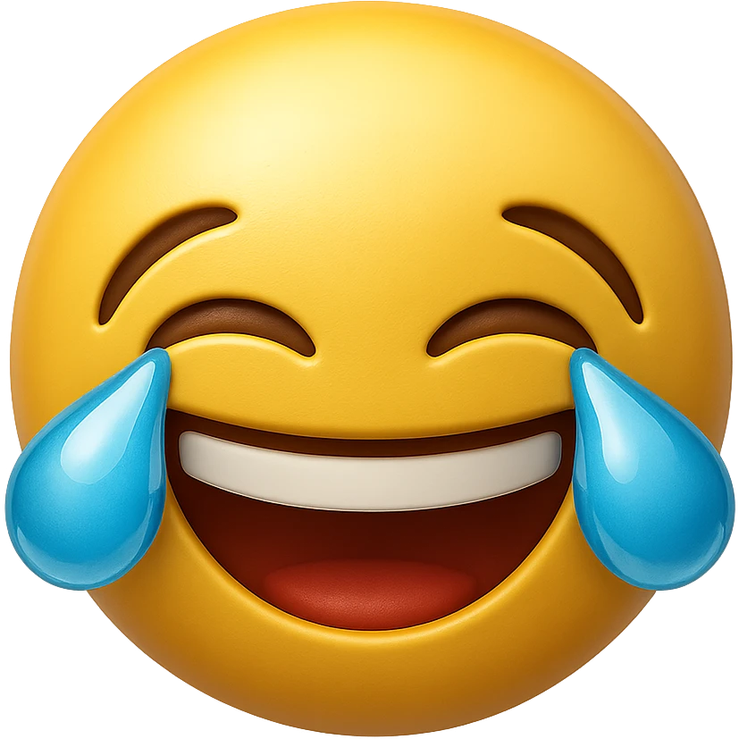 emoji stile iphone che ride, iperrealistico 4k emoji