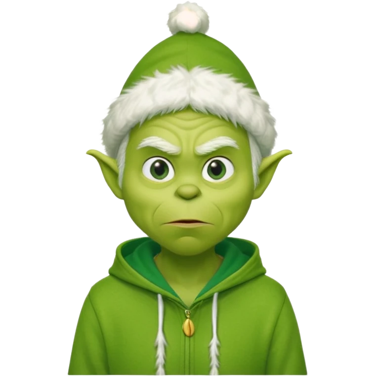 Create an avatar of white european male in hoodie with ``BST`` letters on it. make him look like grinch from movie emoji
