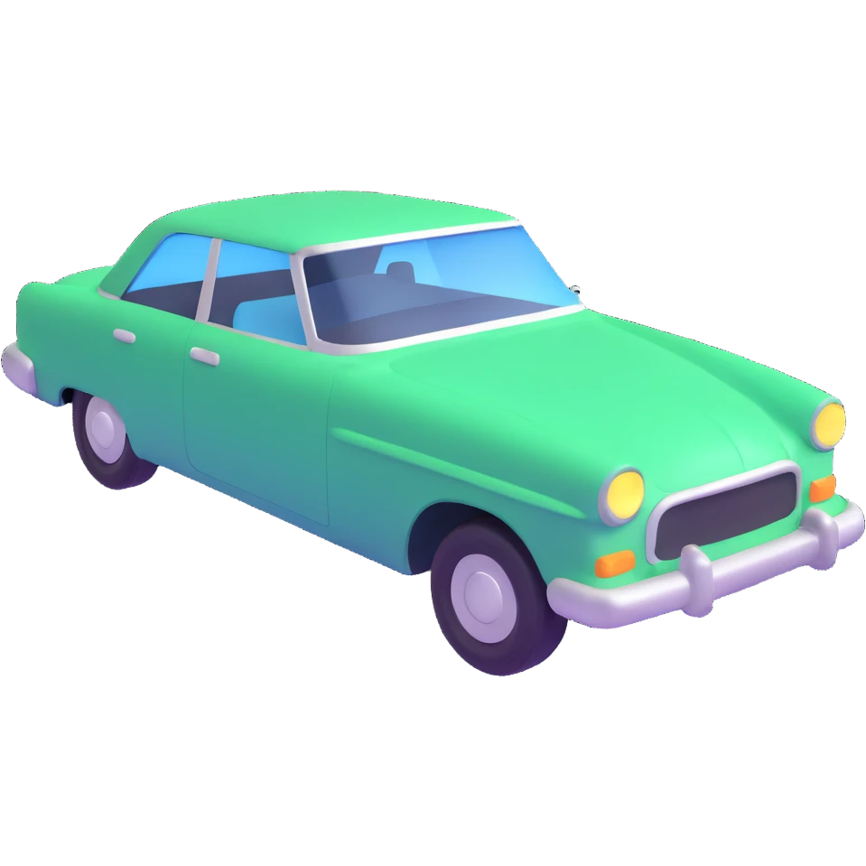 Make the transparent film stand out, floating and partially off the car, to show the application process, elegant 3D style emoji