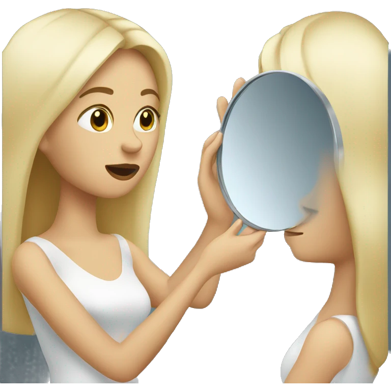 blond woman looking with the mirror in the hand  emoji