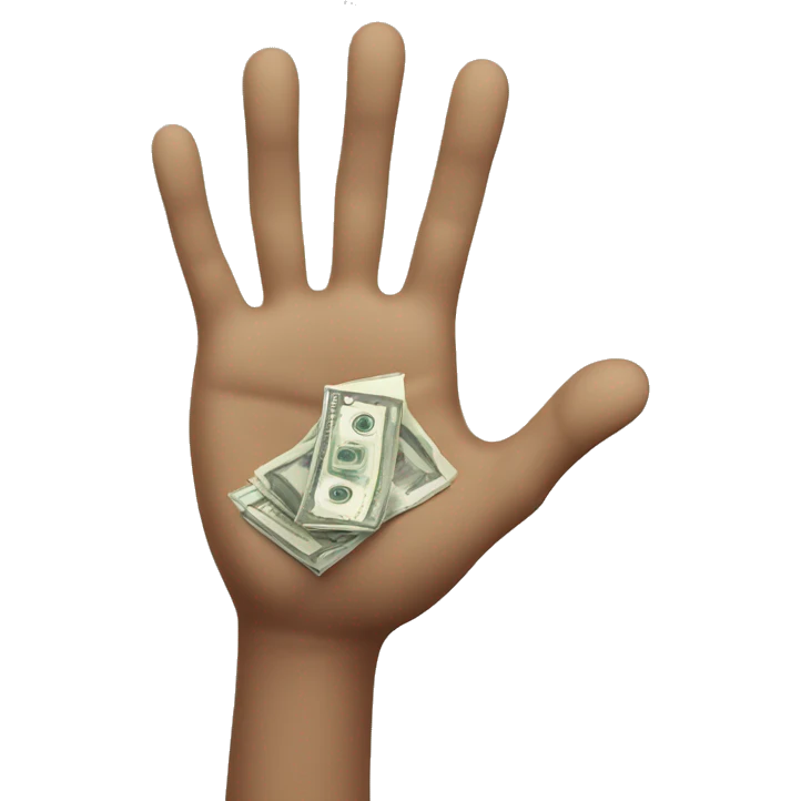 White teeager hand with money in hand emoji