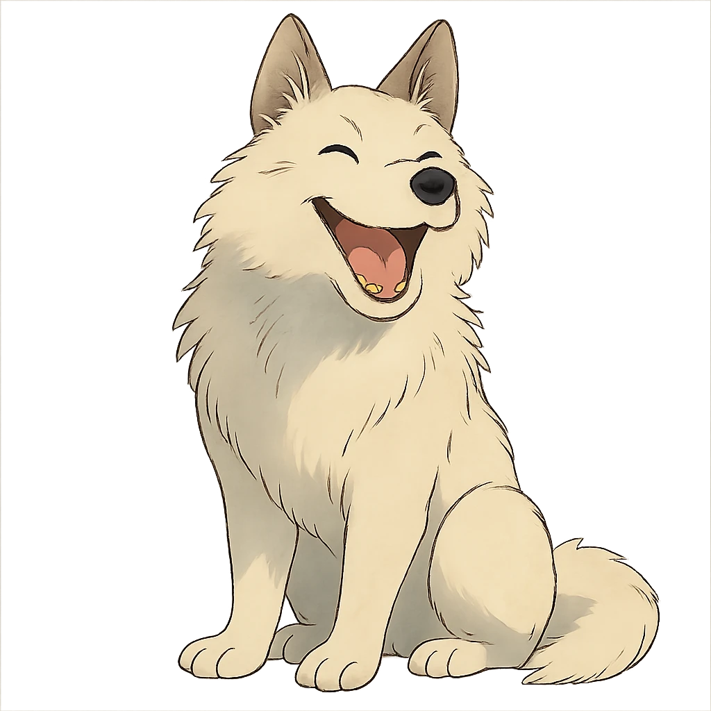 happy wolf in ghibli style emoji