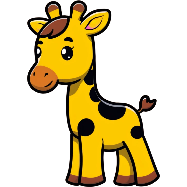 A cartoon wooden puzzle giraffe toy with a sweet face and visible puzzle pieces emoji