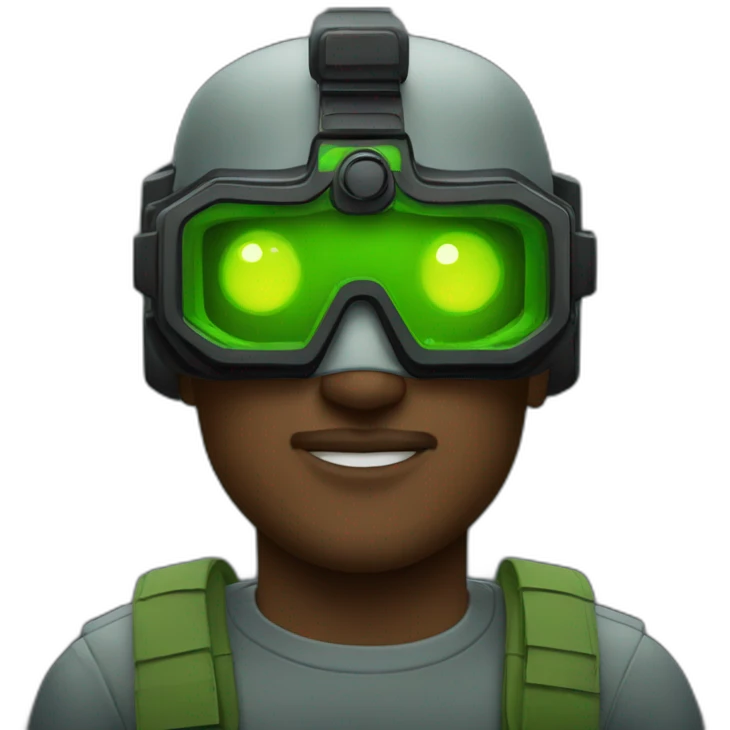 man wearing quad tube night vision goggles emoji