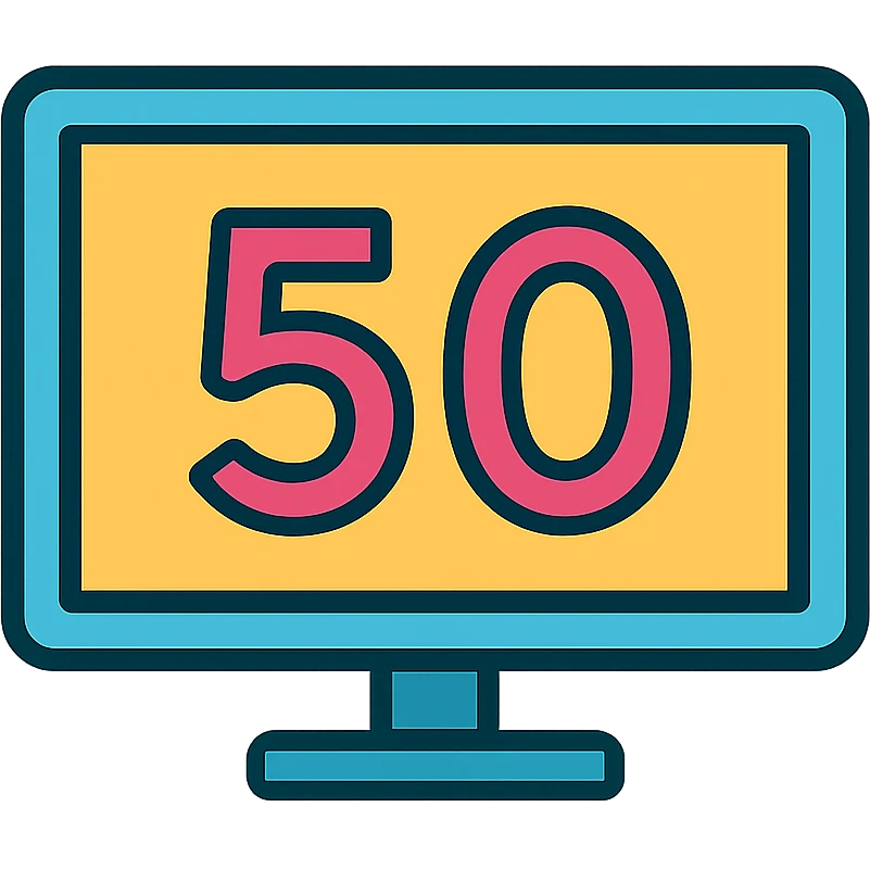 flat display with the number 50 minimalistic design emoji