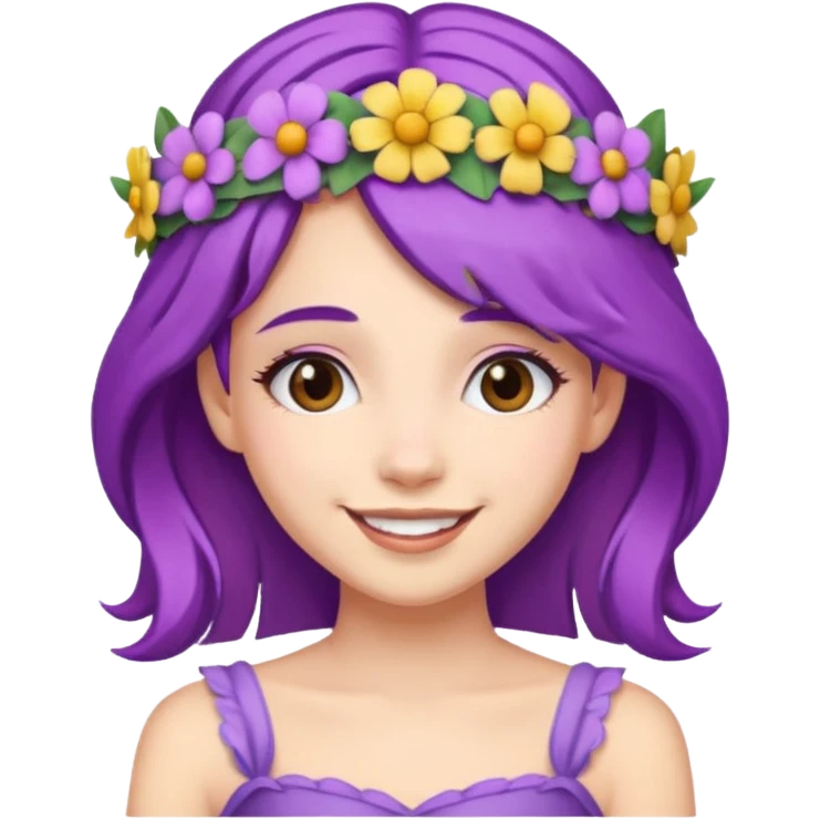 Princesses with Flower Crown in Purple Hair emoji