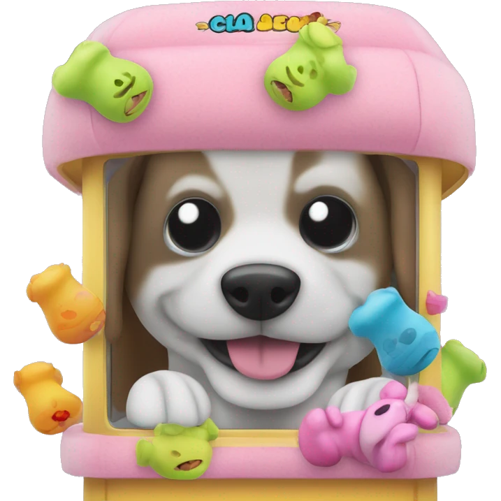 Claw machine with dog toys in it emoji