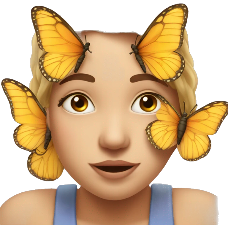 butterfly’s around someone blushing  emoji