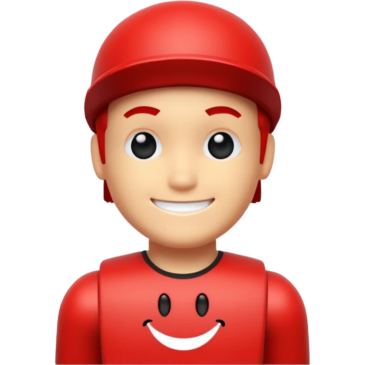 a blocky red avatar with a smiley face and the text “team coolkid join today” on his chest emoji