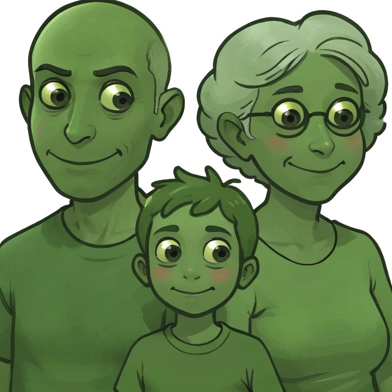 Mum, dad, grandma, teen girl, teen boy, toddler boy emoji