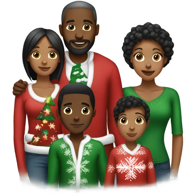 Black family having Christmas together emoji