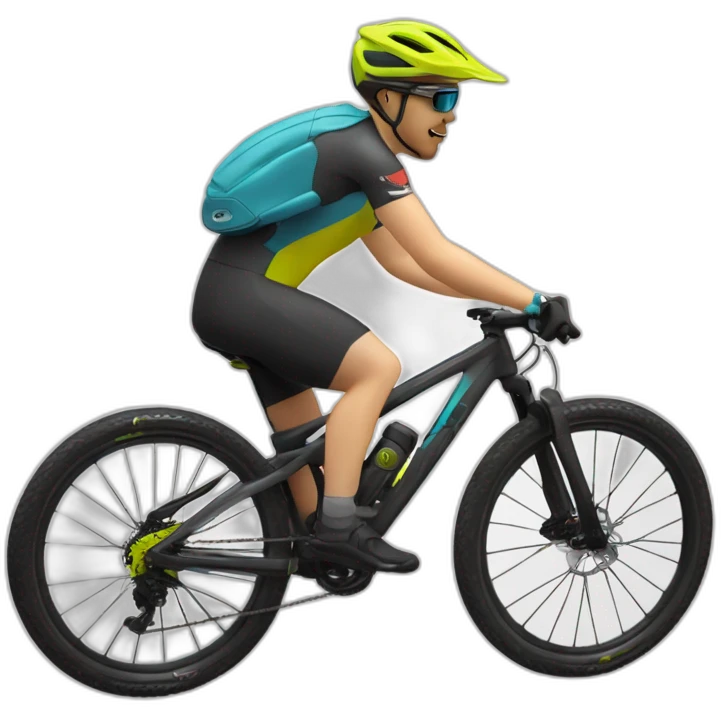 Ciclista de mtb sin gafas y con pegatinas que ponga Siberiabike emoji