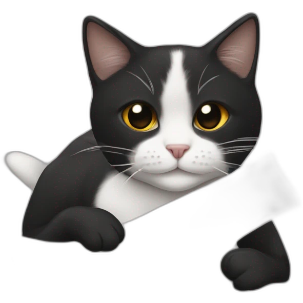 gato blanca y negra durmiendo con una pancarta que dice Danna emoji