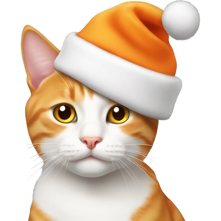 orange and white cat with christmas hat emoji