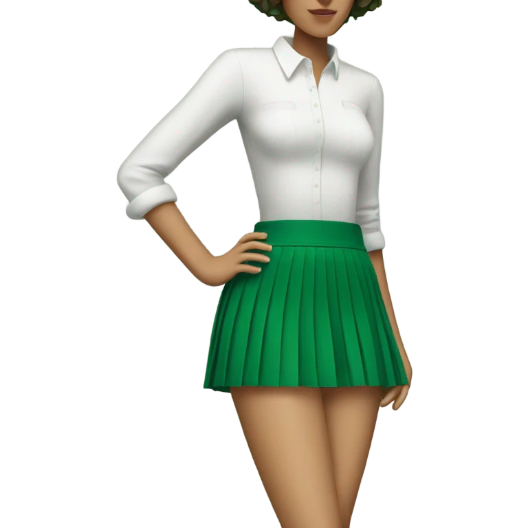  green pleated mini skirt, isolated emoji