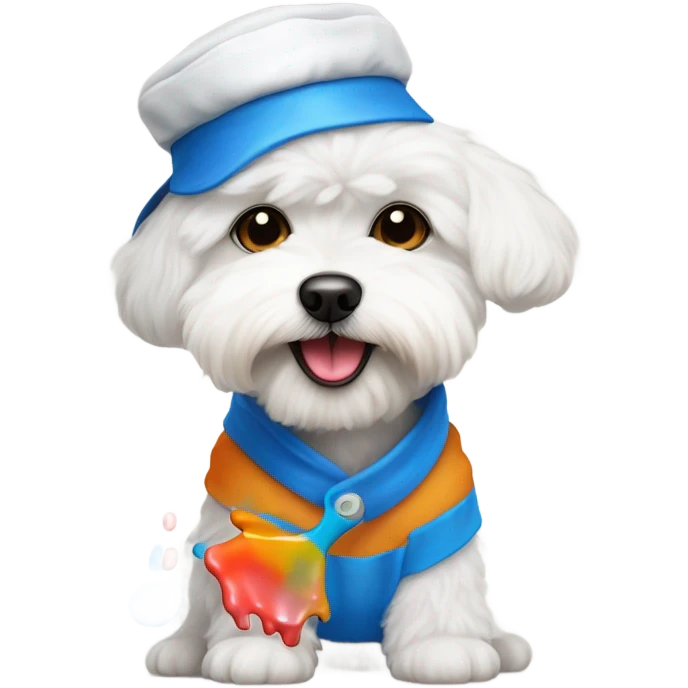 Maltese bichon working as a painter emoji