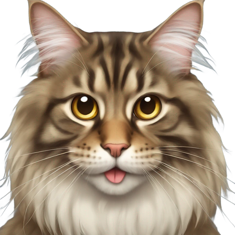 Maine Coon with a stupid face and butterfly on his mouth  emoji